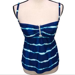 Chaps blue white tankini top Size 10 NWT